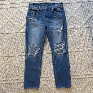 American Eagle Outfitters Distressed Blue Straight Jeans